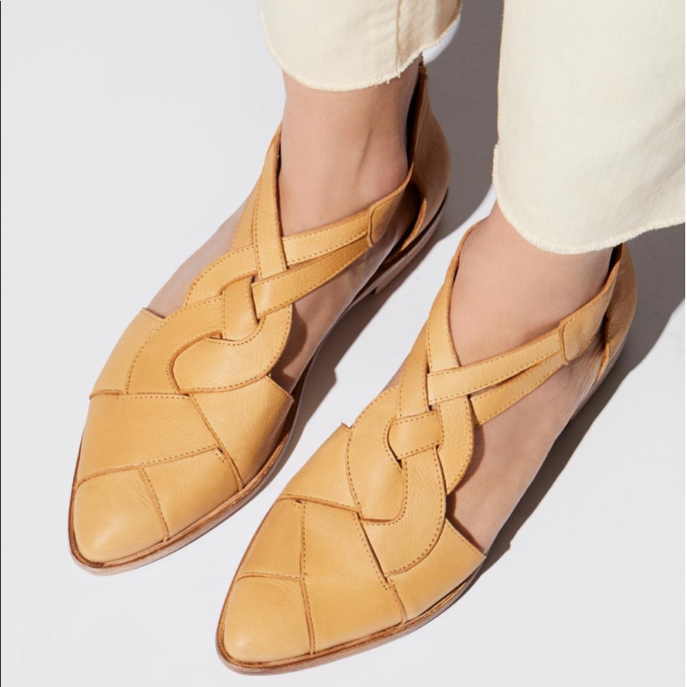 FREE PEOPLE Wanderlust Flats Leather Yellow Size 7